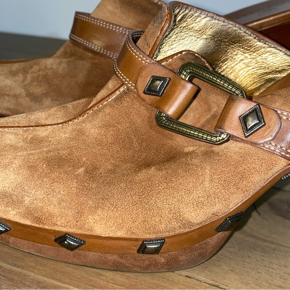 Cole Haan Brown Suede Leather Studded Slides Heels Mules Womens Size 8.5 B - Picture 8 of 9